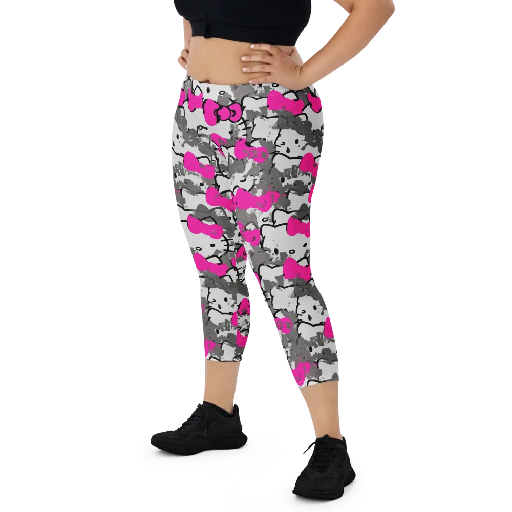 Neon Bow Static on Capri Leggings — Front