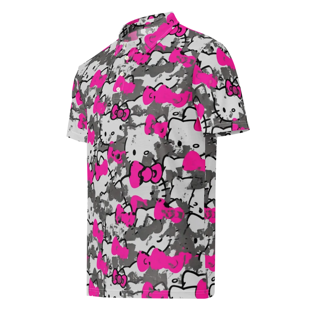 Neon Bow Static on Men's Slim Fit Polo Shirt — Left Front