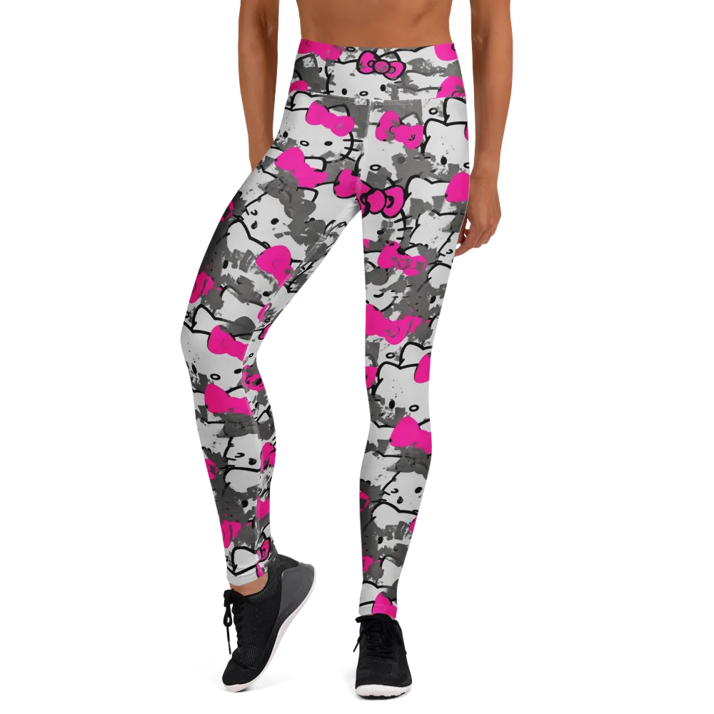 Neon Bow Static on Yoga Leggings — Front