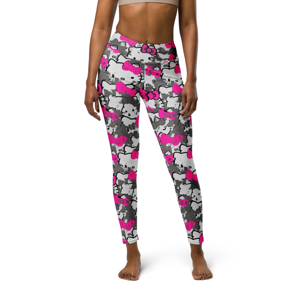 Neon Bow Static on Yoga Leggings — Front