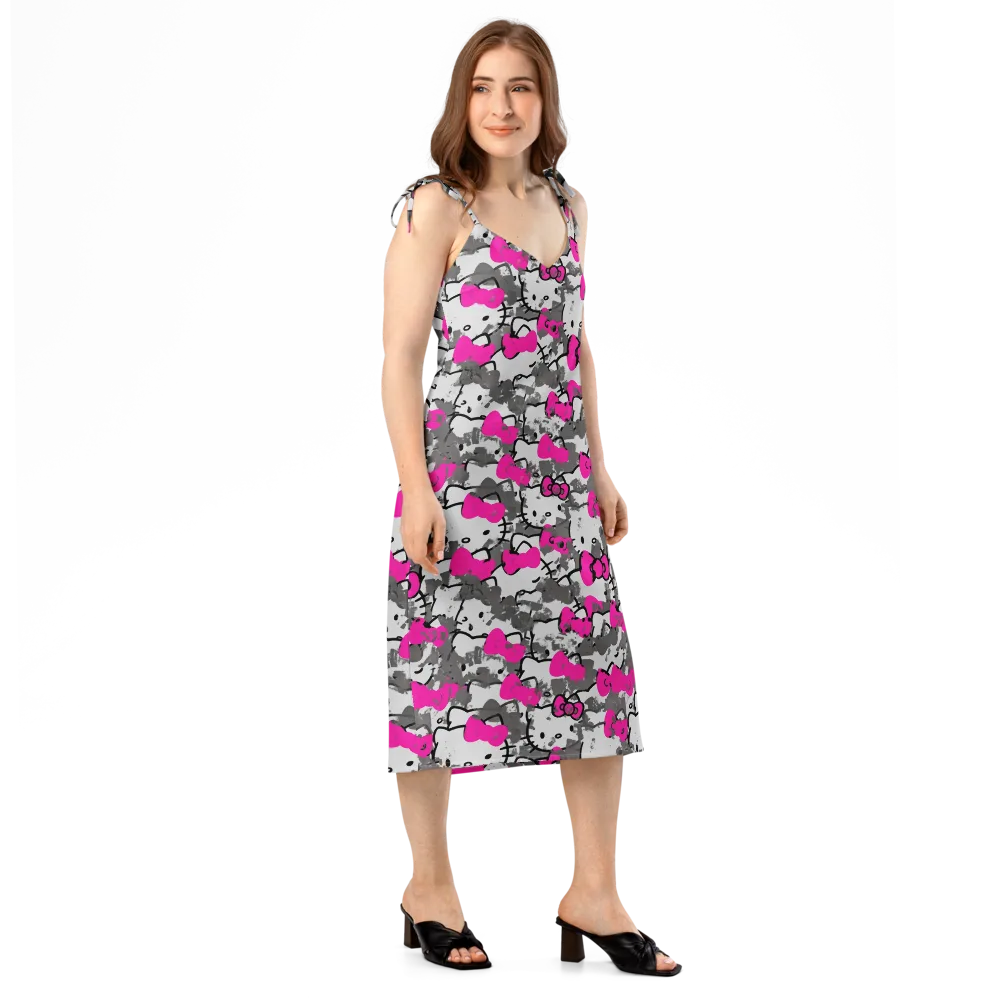 Neon Bow Static on Slip Dress — Right Front