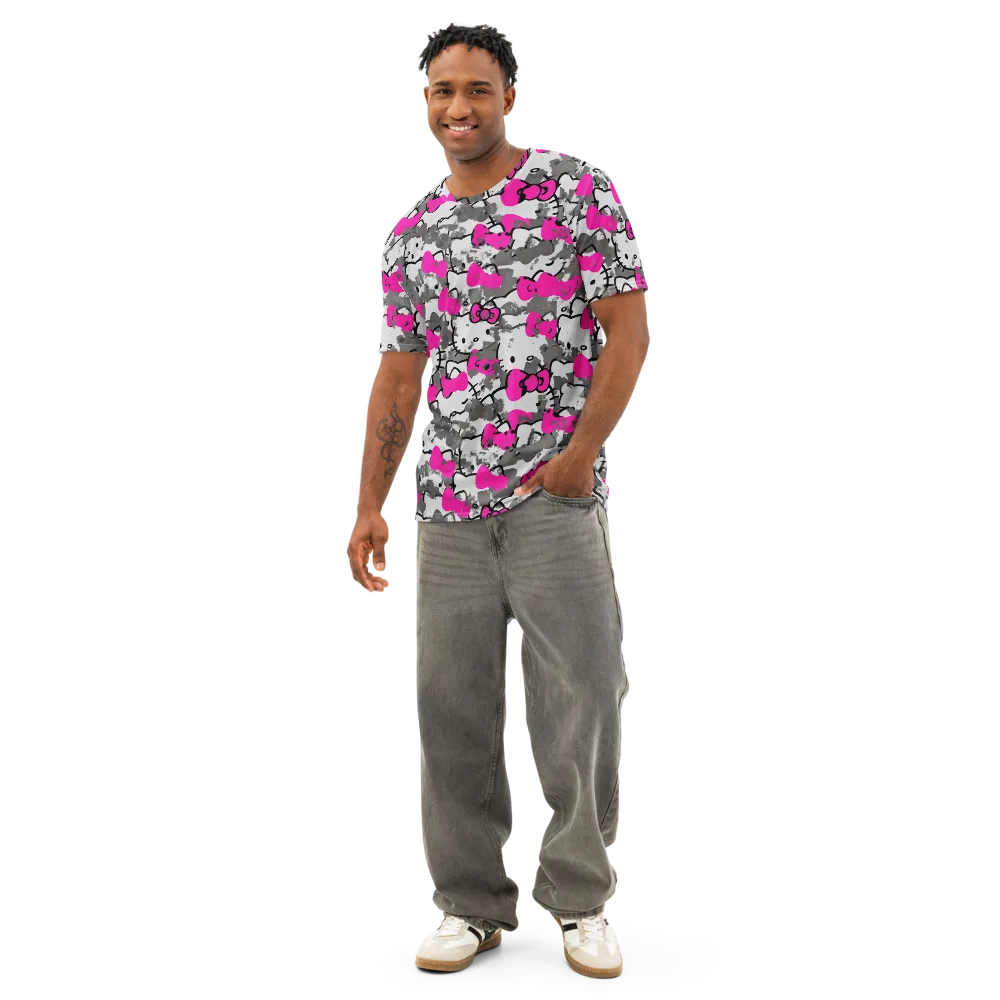 Neon Bow Static on Men's Cotton Crew Neck T-Shirt — Front