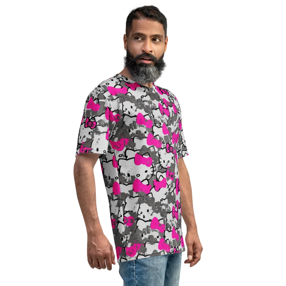 Neon Bow Static on Men's Crew Neck T-Shirt — Right