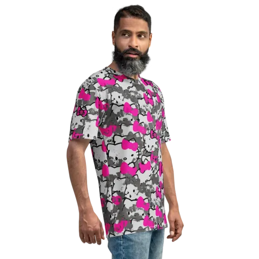 Neon Bow Static on a Men's Crew Neck T-Shirt