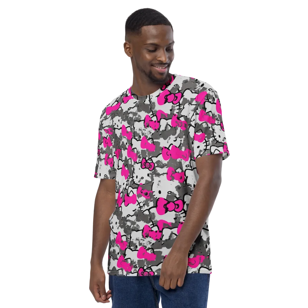 Neon Bow Static on Men's Crew Neck T-Shirt — Left
