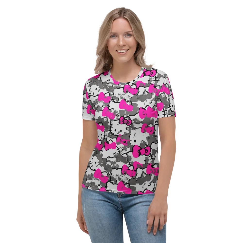 Neon Bow Static on Women's Crew Neck T-Shirt — Front