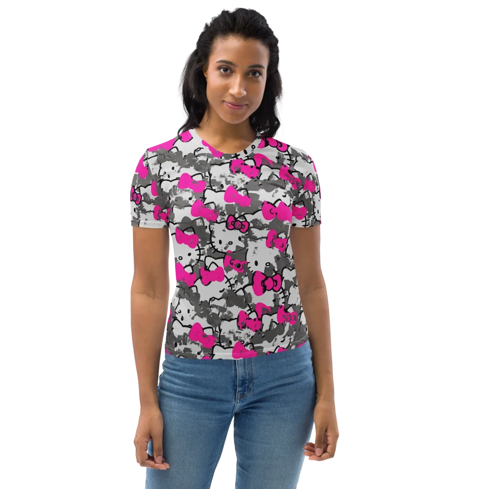 Neon Bow Static on Women's Crew Neck T-Shirt — Front