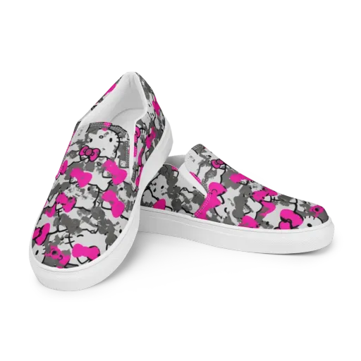 Neon Bow Static on a Men's Slip-On Canvas Shoes