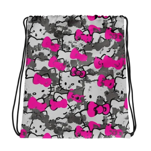Neon Bow Static on a Drawstring Bag