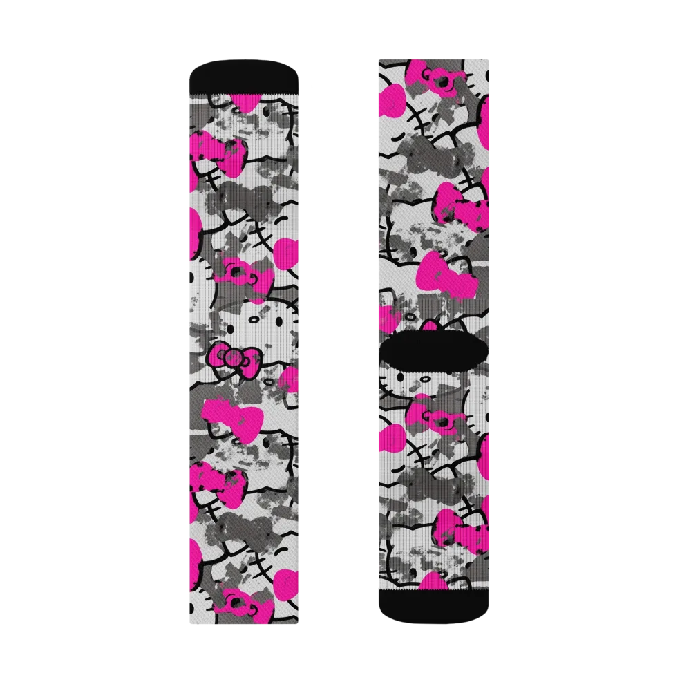 Neon Bow Static on Socks — Left Sock