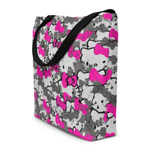 Neon Bow Static on a Large Tote Bag W/ Pocket