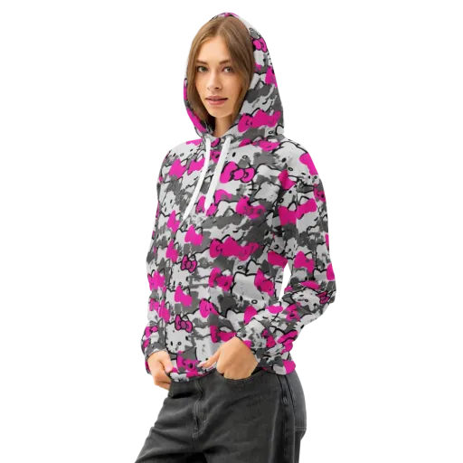 Neon Bow Static on a Cotton Hoodie