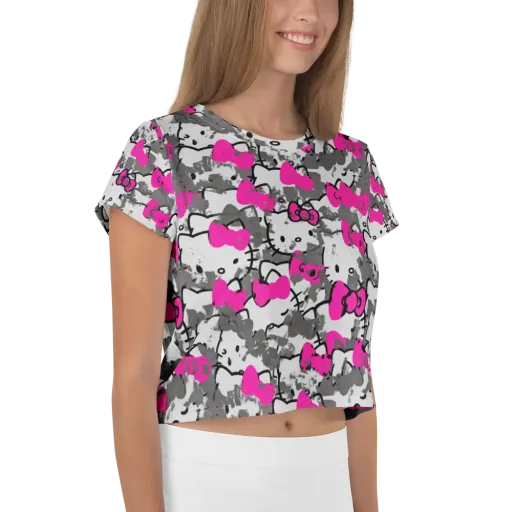 Neon Bow Static on a Crop Tee