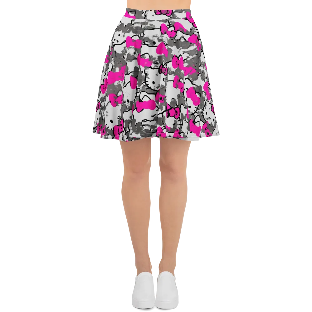 Neon Bow Static on Skater Skirt — Front
