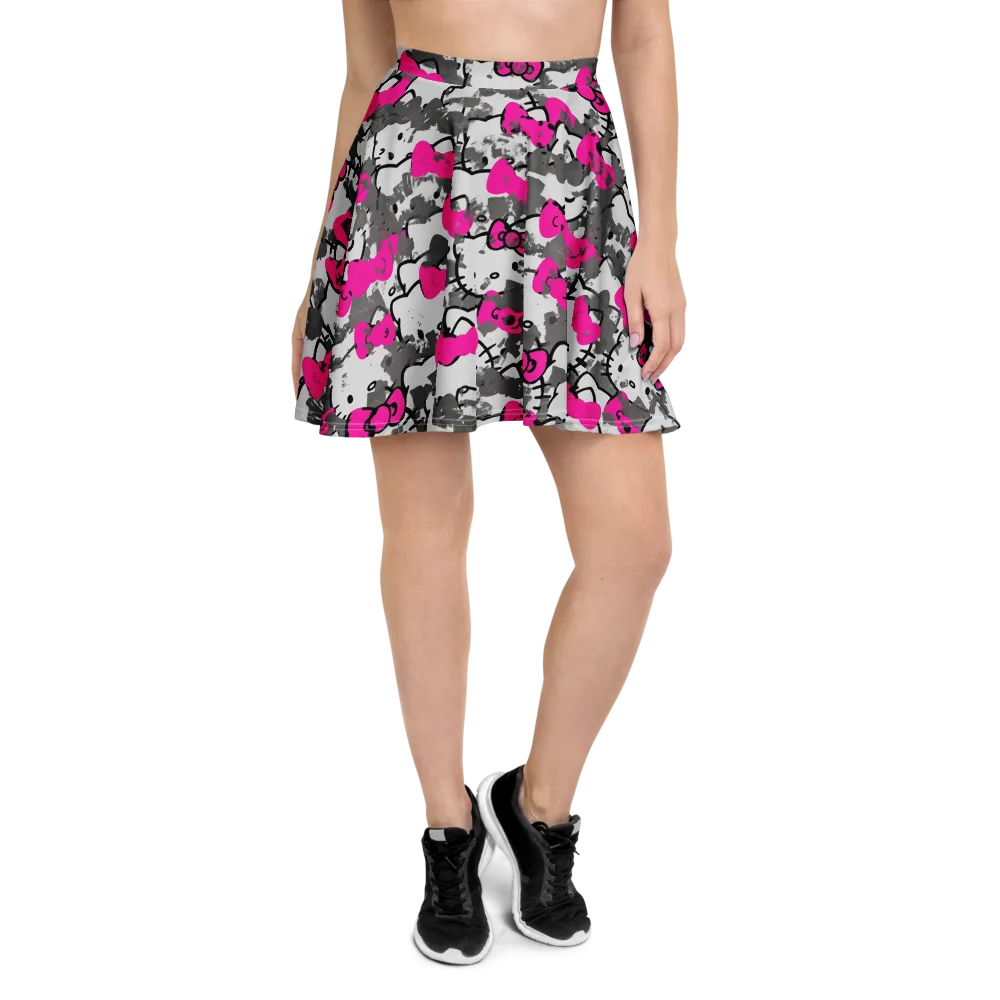 Neon Bow Static on Skater Skirt — Front