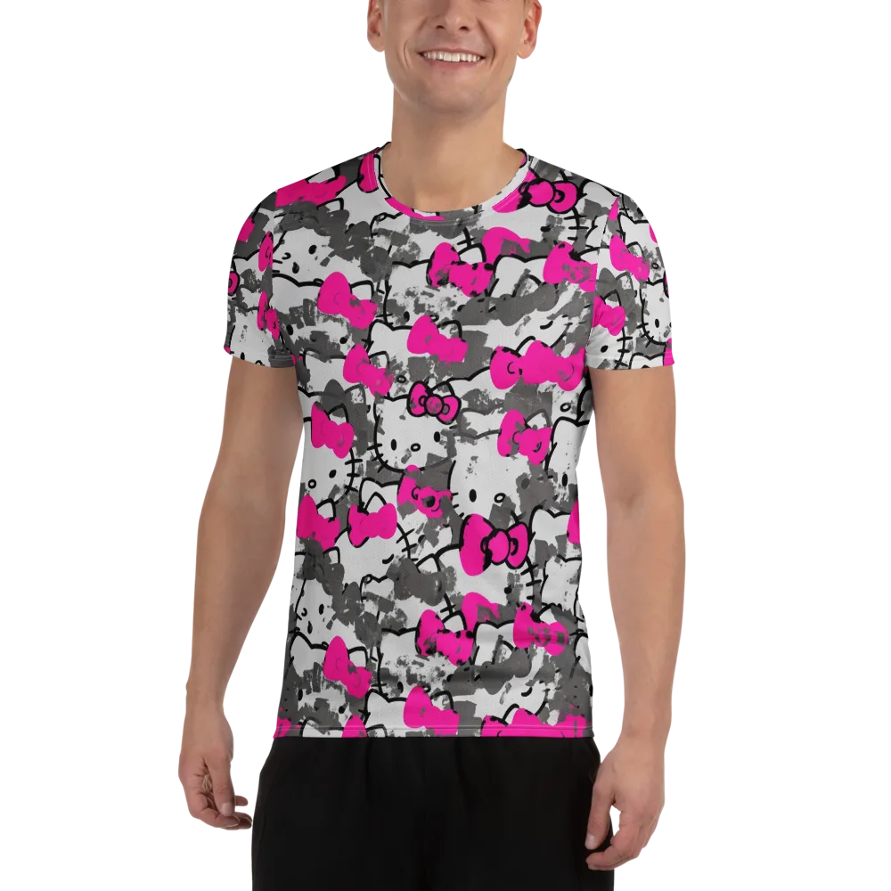 Neon Bow Static on Men's Athletic T-Shirt — Front