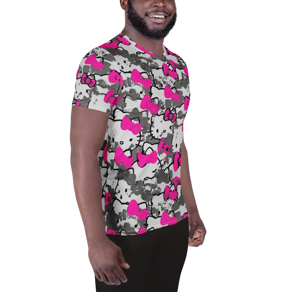 Neon Bow Static on Men's Athletic T-Shirt — Right