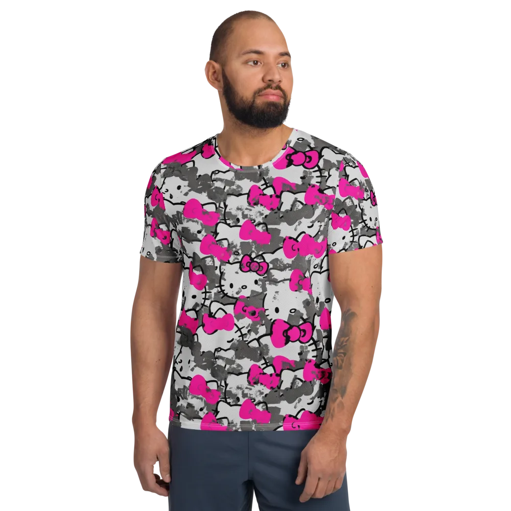 Neon Bow Static on Men's Athletic T-Shirt — Front