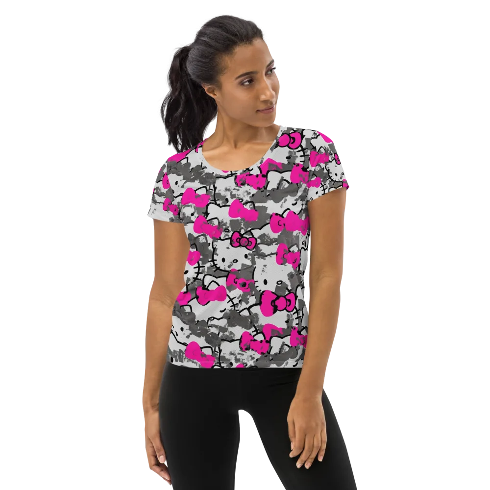 Neon Bow Static on Women's Athletic T-Shirt — Front