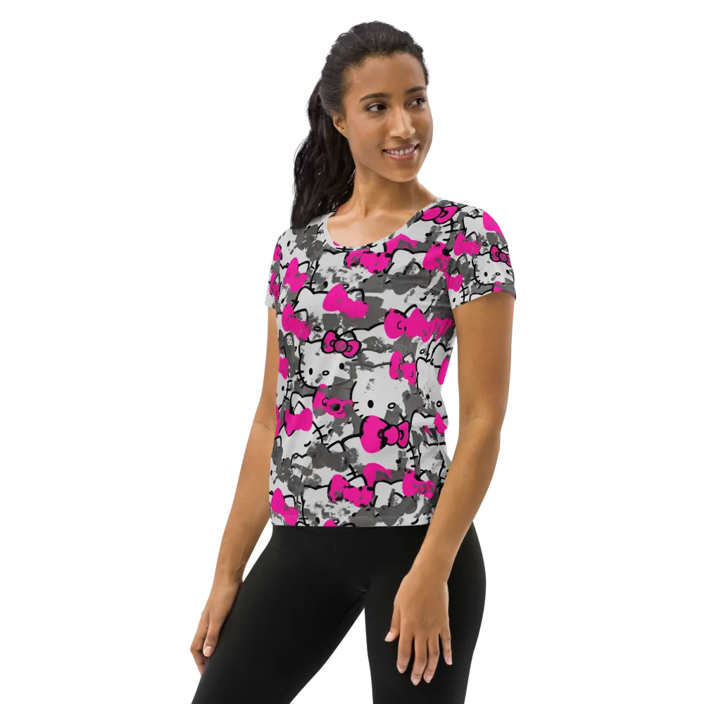 Neon Bow Static on Women's Athletic T-Shirt — Left
