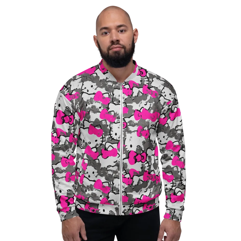 Neon Bow Static on Bomber Jacket — Front