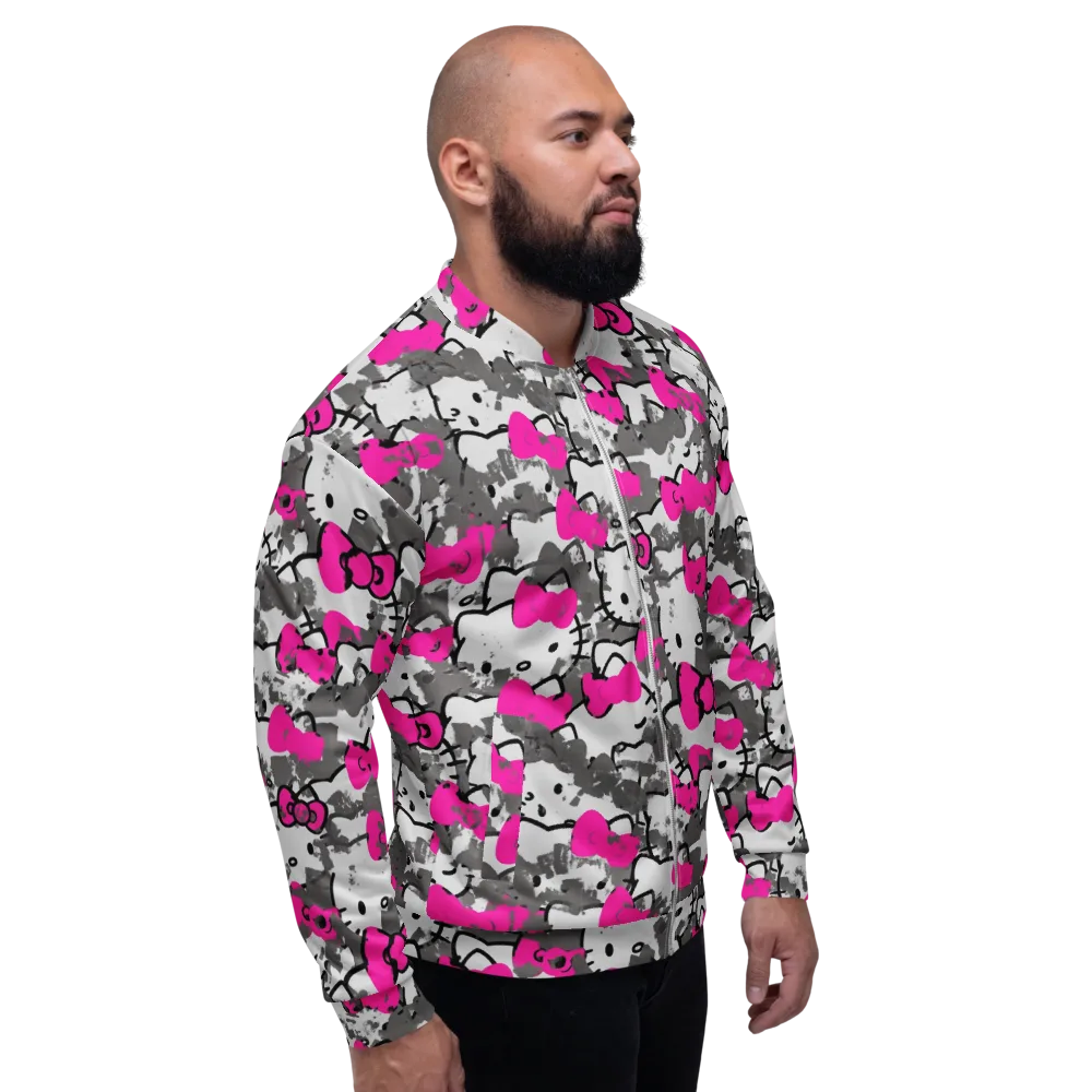 Neon Bow Static on Bomber Jacket — Right