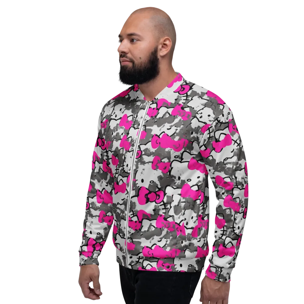 Neon Bow Static on Bomber Jacket — Left
