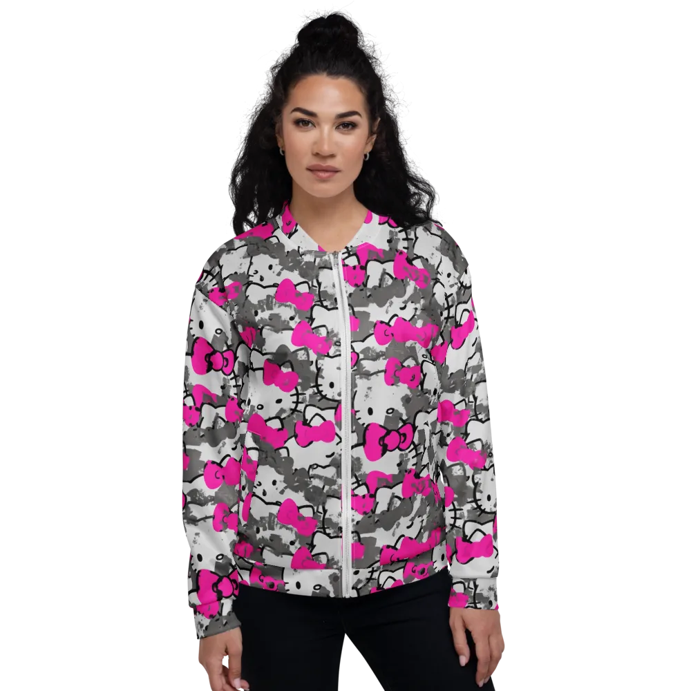 Neon Bow Static on Bomber Jacket — Front