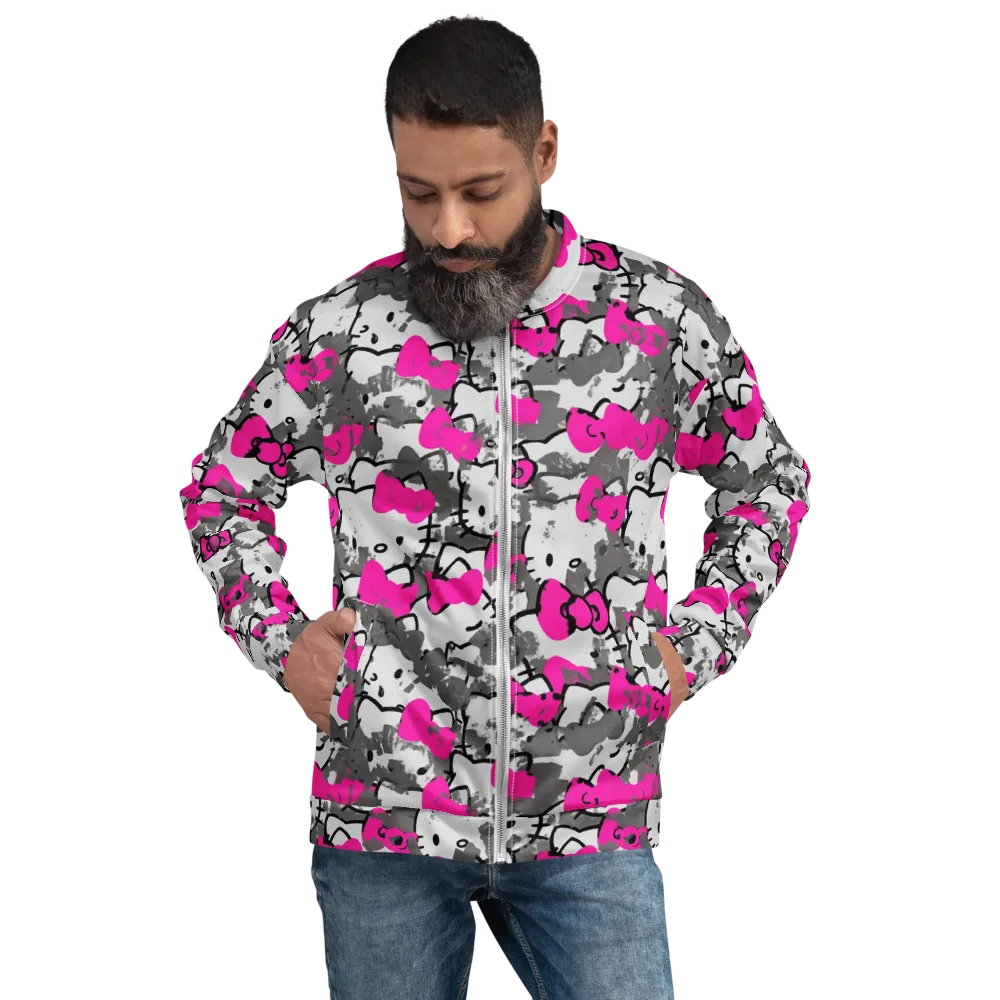 Neon Bow Static on Bomber Jacket — Front