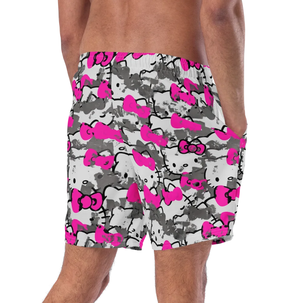 Neon Bow Static on Swim Trunks — Right Back