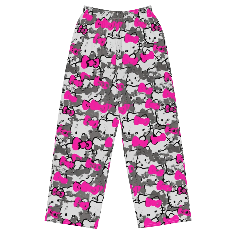 Neon Bow Static on Wide-Leg Pants — Front