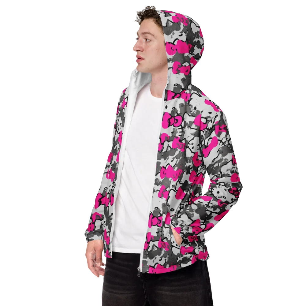 Neon Bow Static on Men's Windbreaker — Left Front