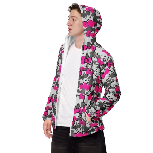 Neon Bow Static on a Men's Windbreaker