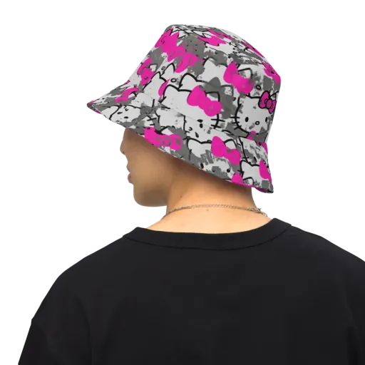 Neon Bow Static on a Reversible Bucket Hat