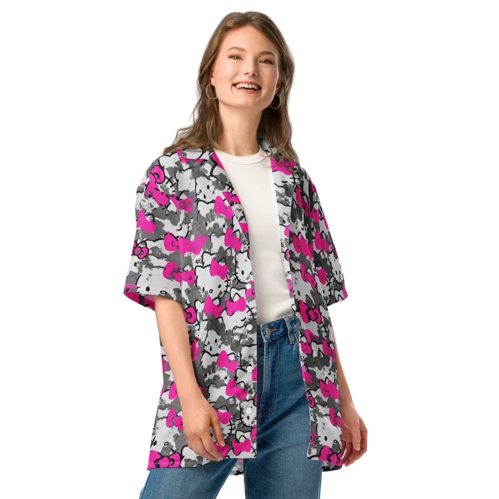 Neon Bow Static on Button Shirt — Front