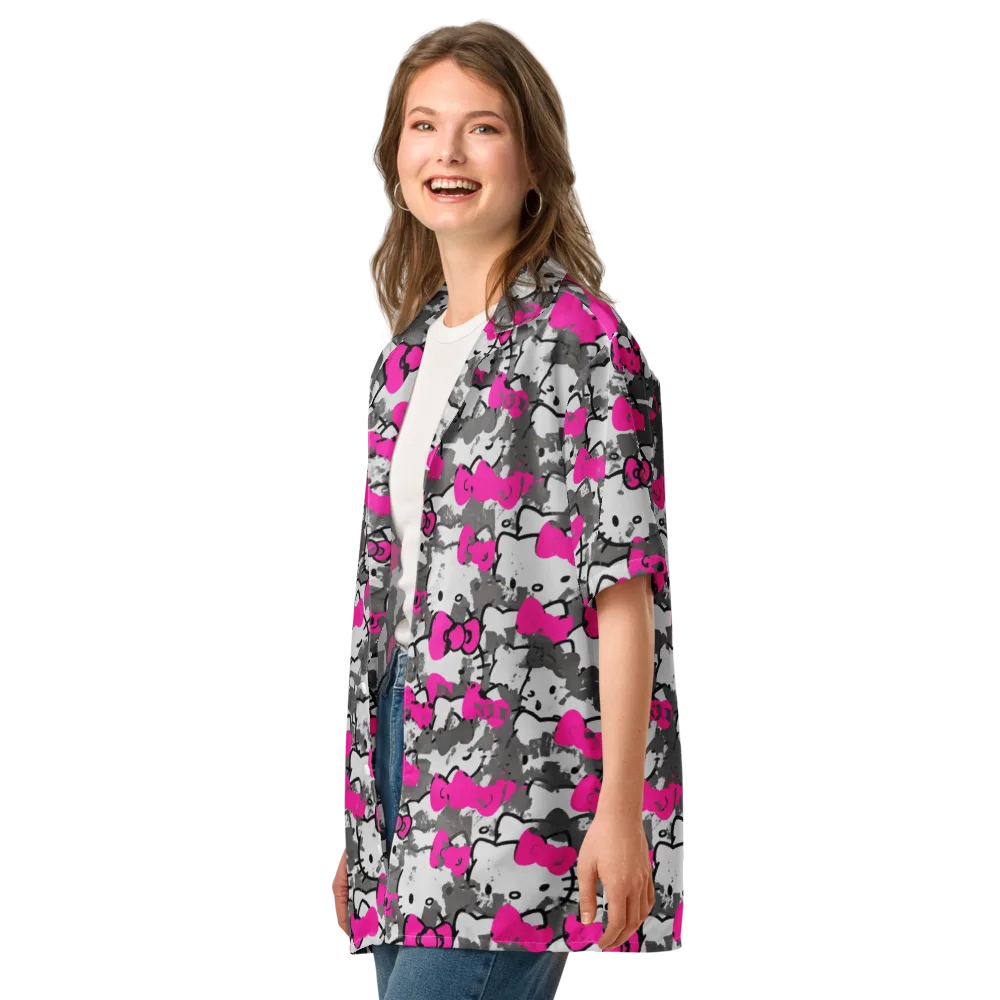 Neon Bow Static on Button Shirt — Left Front