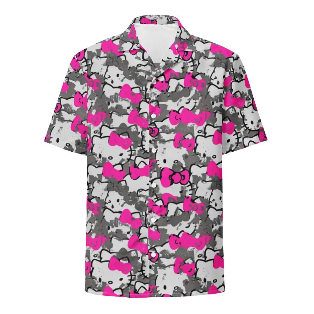 Neon Bow Static on Button Shirt — Front