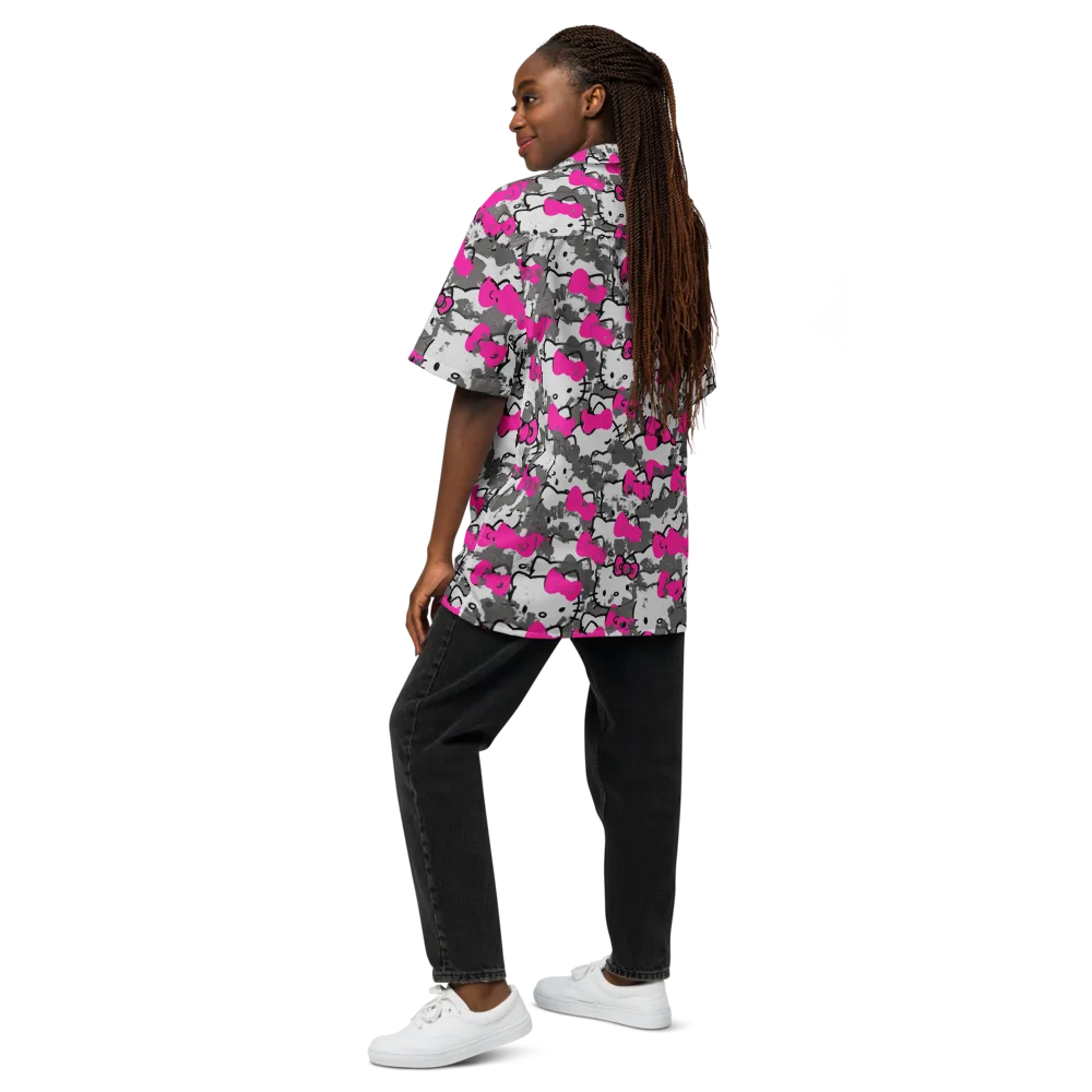 Neon Bow Static on Button Shirt — Back