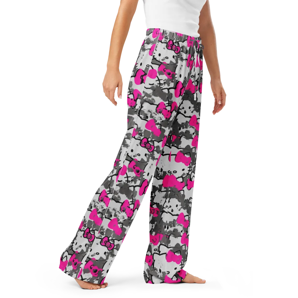 Neon Bow Static on Women's Pajama Pants — Right Front