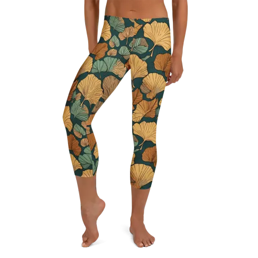 Ginkgo Noir on a Capri Leggings