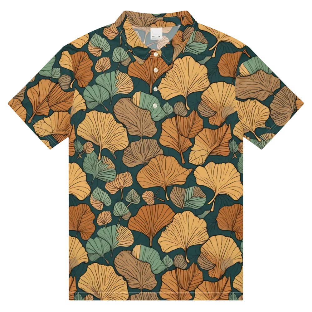 Ginkgo Noir on Men's Slim Fit Polo Shirt — Front