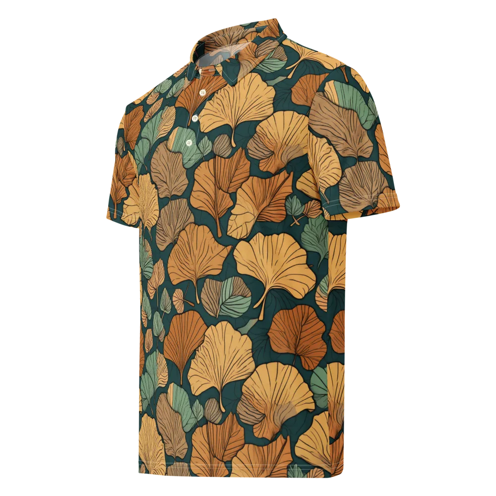 Ginkgo Noir on Men's Slim Fit Polo Shirt — Left Front