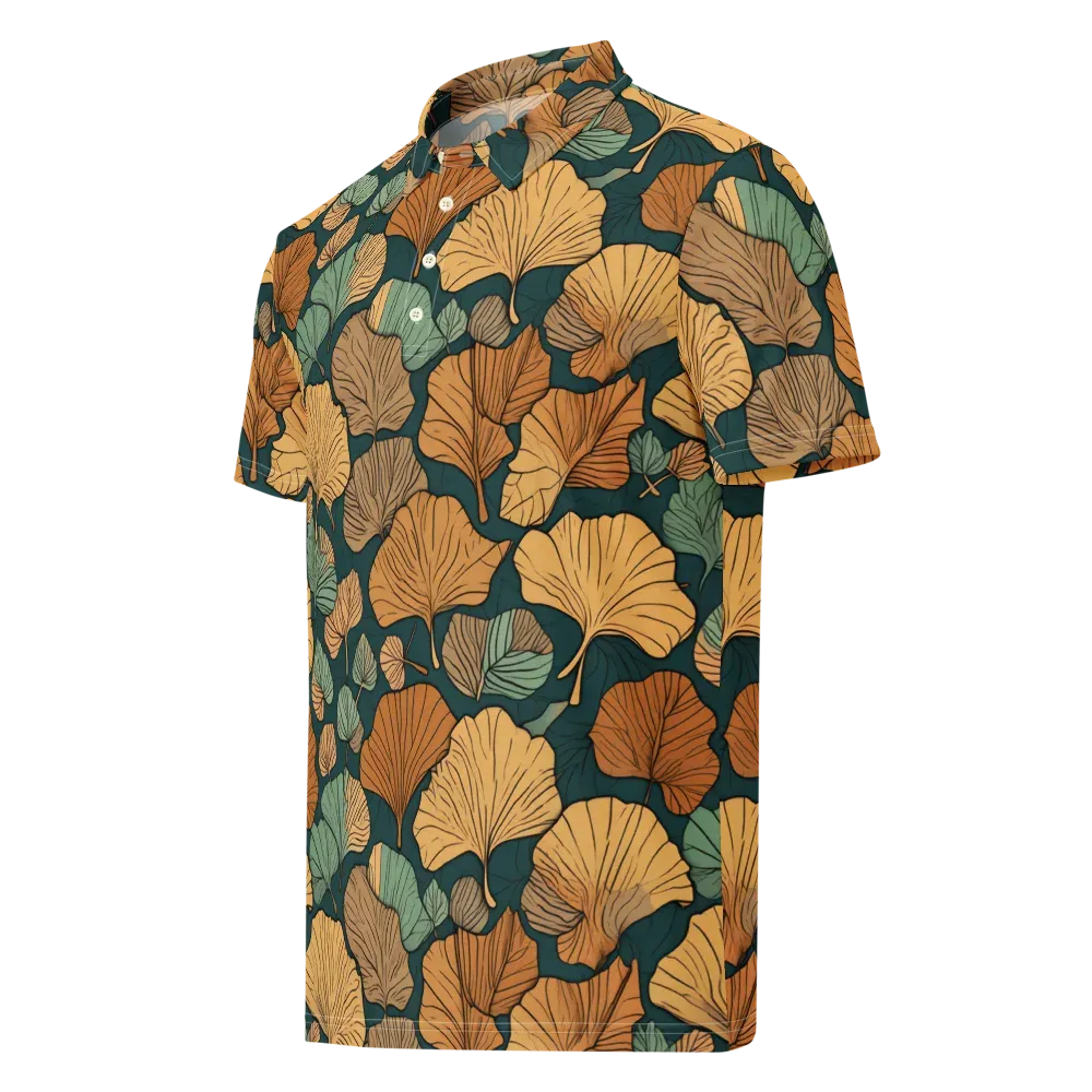 Ginkgo Noir on Men's Slim Fit Polo Shirt — Left Front