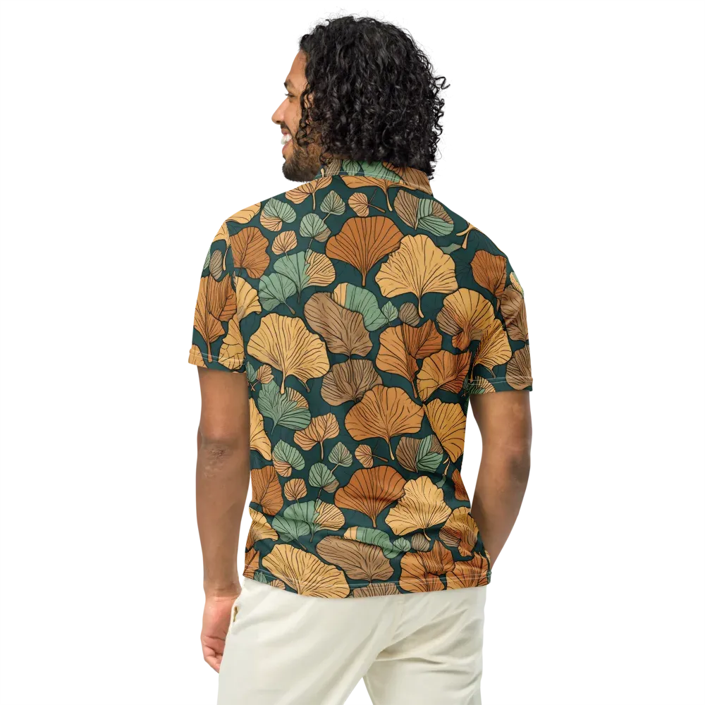 Ginkgo Noir on Men's Slim Fit Polo Shirt — Back
