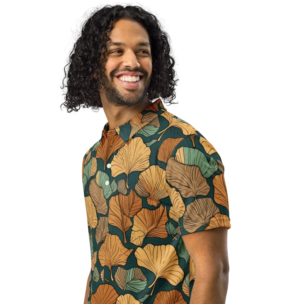 Ginkgo Noir on Men's Slim Fit Polo Shirt — Left Front