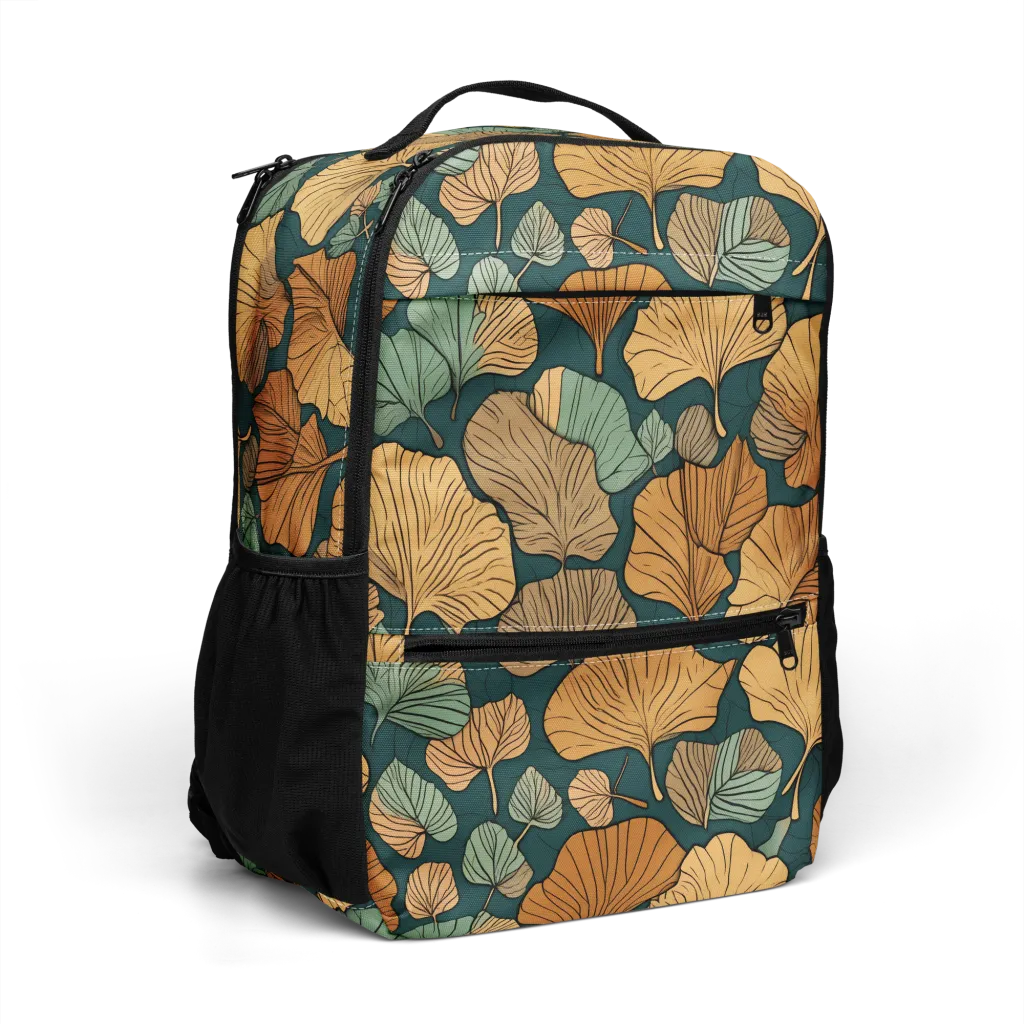 Ginkgo Noir on Utility Backpack — Right Front