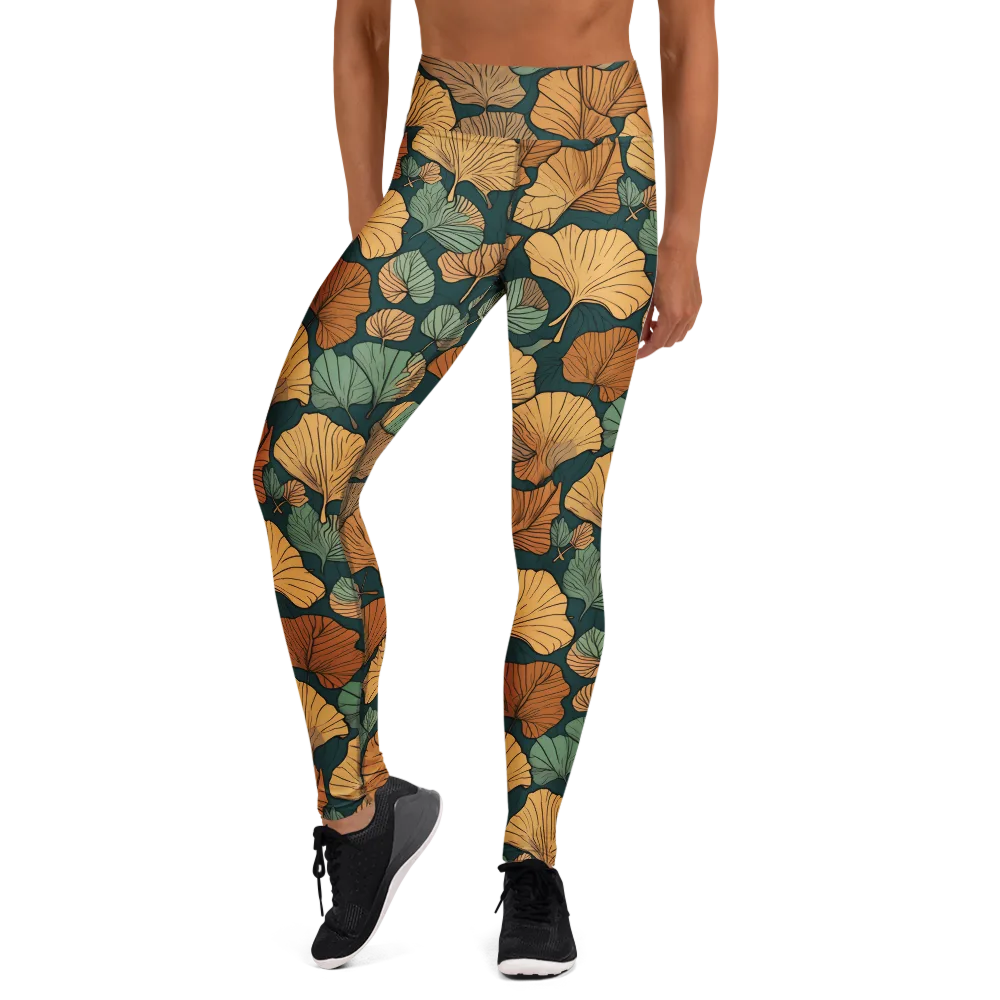 Ginkgo Noir on Yoga Leggings — Front