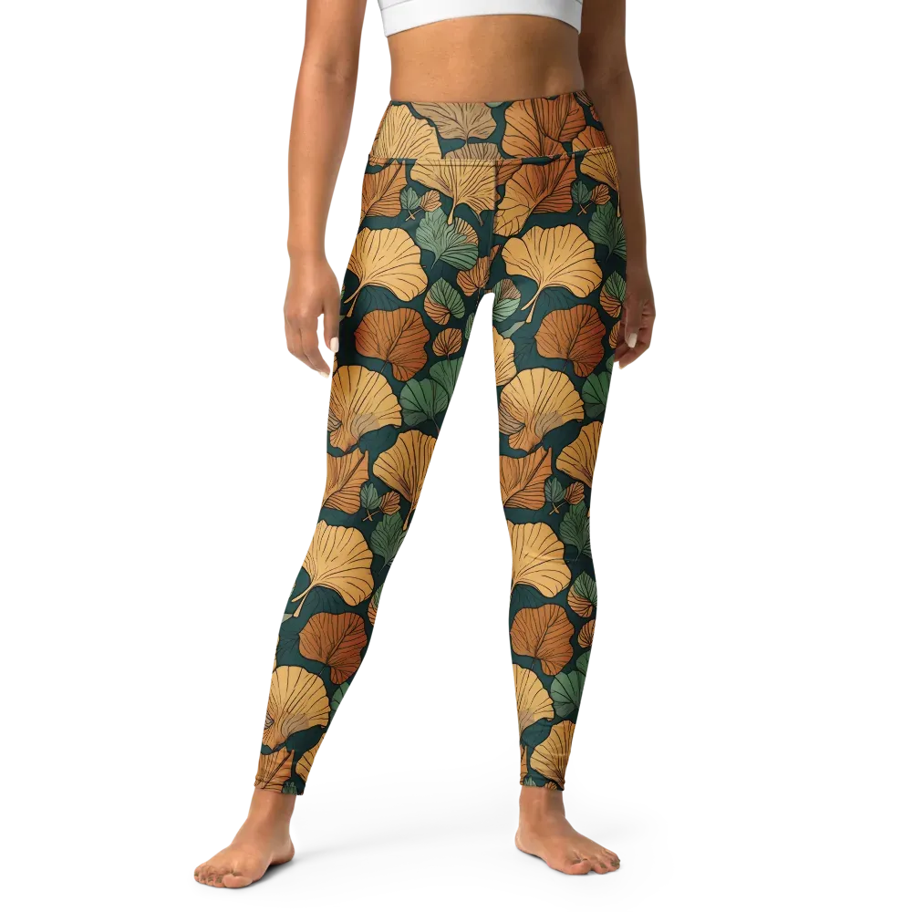 Ginkgo Noir on Yoga Leggings — Front