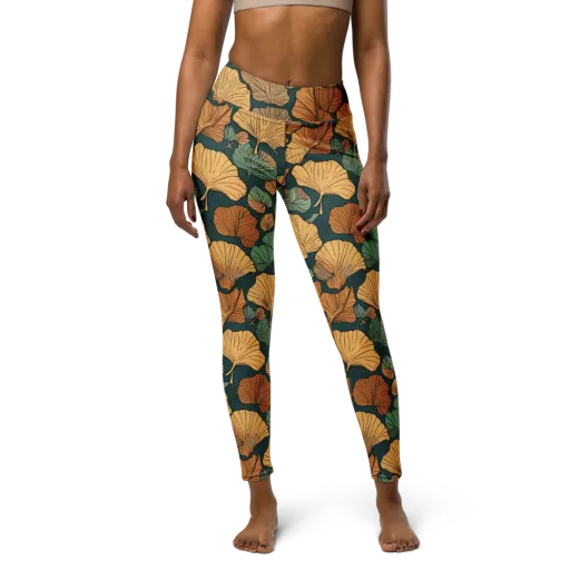 Ginkgo Noir on a Yoga Leggings