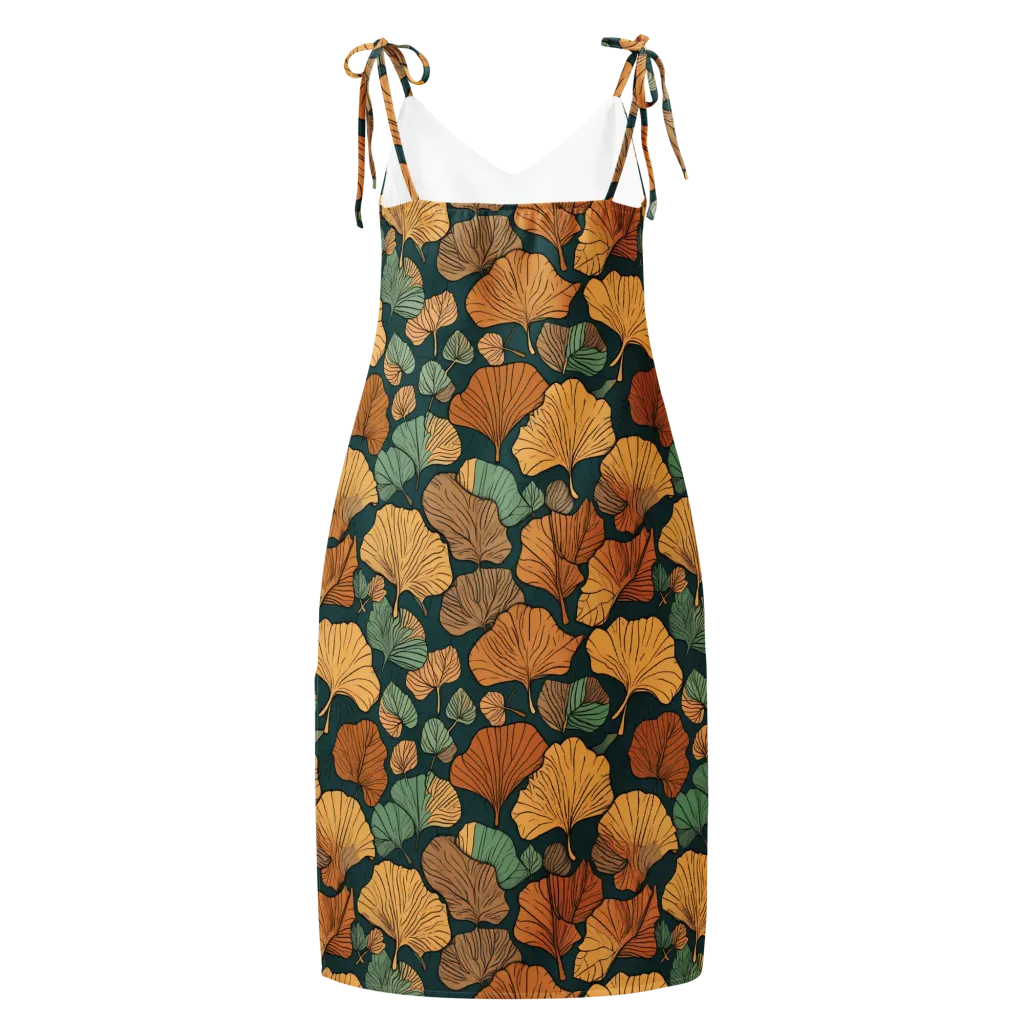 Ginkgo Noir on Slip Dress — Back